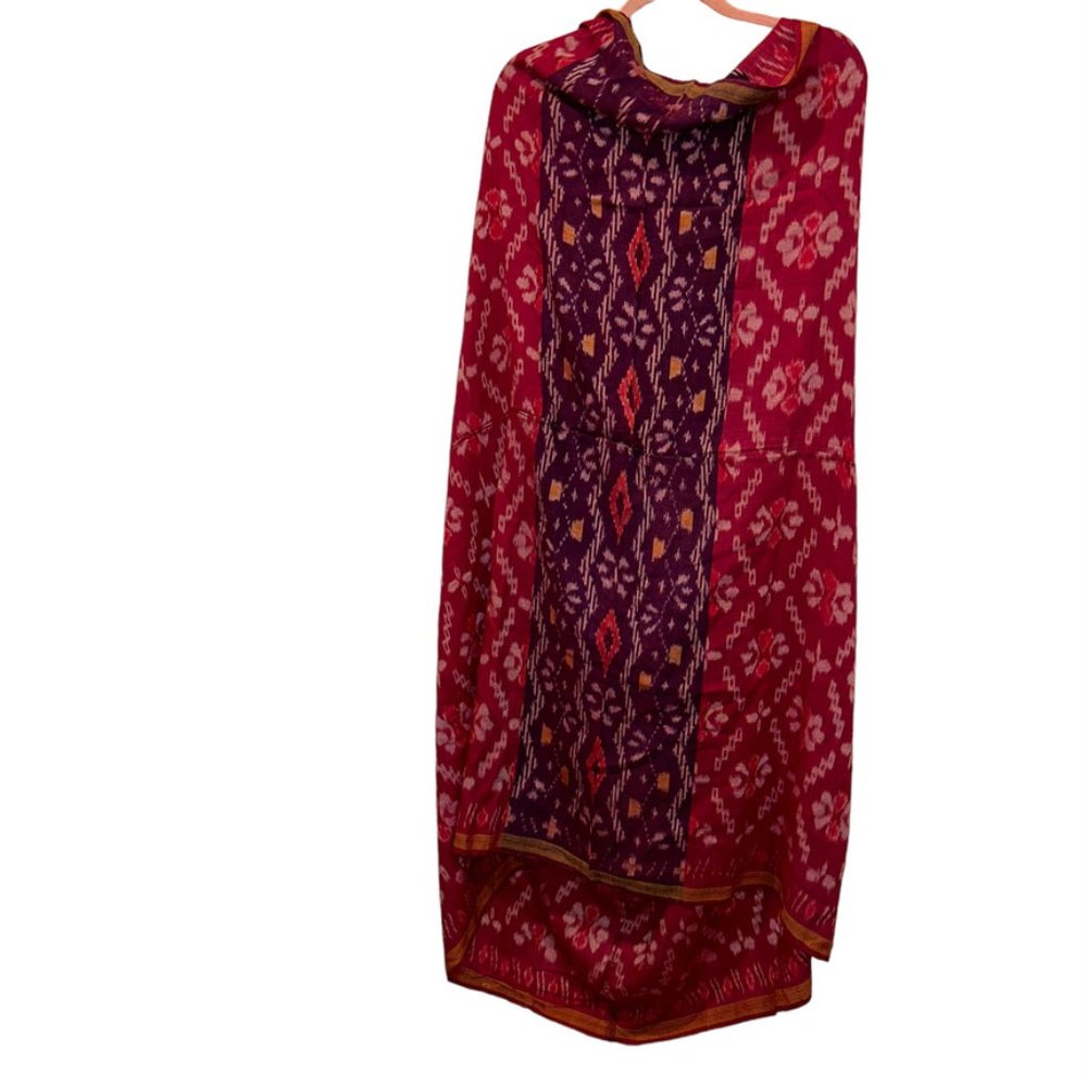 Spites NEW Hand Kenya Africa pink Purple Ikat Pareo Scarf dress warp Cov…